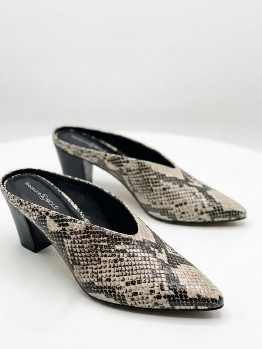 Treasure and Bond snake  Print heeled Mule size 8 1/2